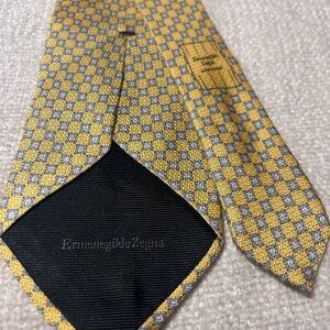 Ermenegildo Zegna Yellow and Gray Patterned Tie